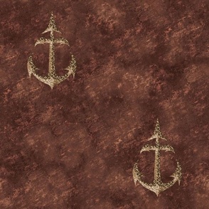 Gothic Antique Golden Ship Anchor w/Metal Background [bronze]