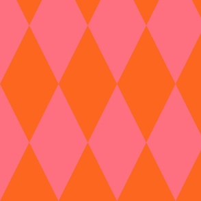 Dichromatic-diamond-pattern-bold-retro-orange-and-soft-vintage-pink-XL-jumbo