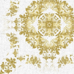 Mustard shibori lace on denim texture tile