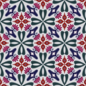 Vibrant Floral Kaleidoscope Pattern - Modern Geometric Design with Bold Colours