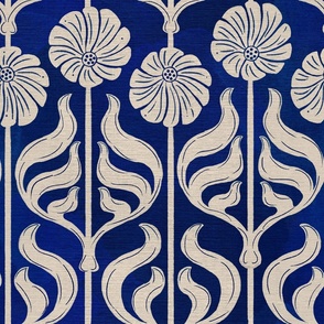 Art Nouveau Cream Floral Pattern - large scale pattern