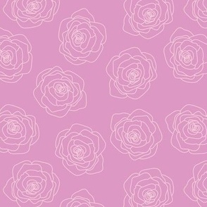 Abstract outline roses - sweet vintage style flower blossom summer design pink lilac