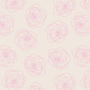 Abstract outline roses - sweet vintage style flower blossom summer design pink sand