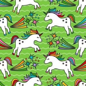 Large Scale Rainbow Unicorn Farts in Lime Green