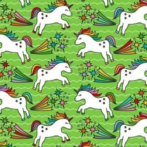 Small Scale Rainbow Unicorn Farts in Lime Green