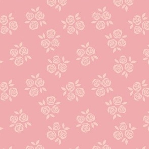Rose patch - valentines garden abstract vintage floral design cream on pink