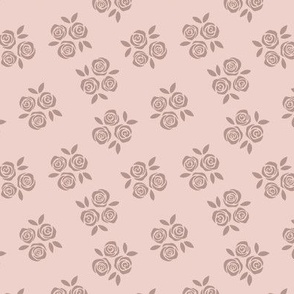Rose patch - valentines garden abstract vintage floral design beige on blush