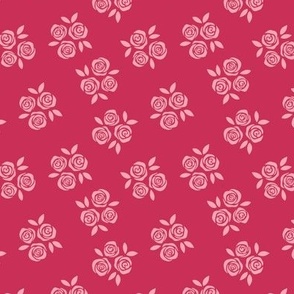 Rose patch - valentines garden abstract vintage floral design pink on fuchsia