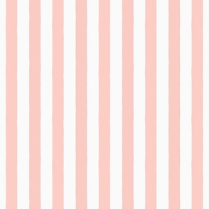 Small Modern Minimalist Two Tone White and Melon Pink Deckchair Vertical Coastal Stripes