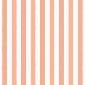 Small Modern Minimalist Two Tone White and Peach Pink Deckchair Vertical Coastal Stripes