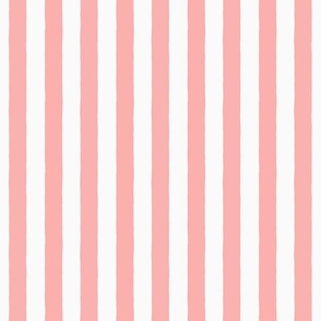 Small Modern Minimalist Two Tone White and Pink Deckchair Vertical Coastal Stripes