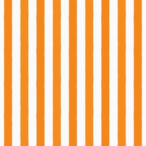 Small Modern Minimalist Two Tone White and Pumpkin Orange Deckchair Vertical Coastal Stripes