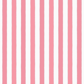 Small Modern Minimalist Two Tone White and Salmon Pink Deckchair Vertical Coastal Stripes