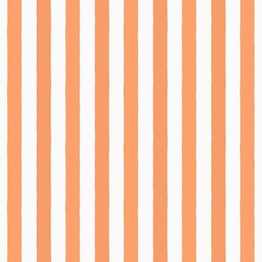Small Modern Minimalist Two Tone White and Tangerine Orange Vertical Coastal Stripes