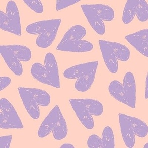 Tossed sketched hearts valentine's Day heart design lilac on blush
