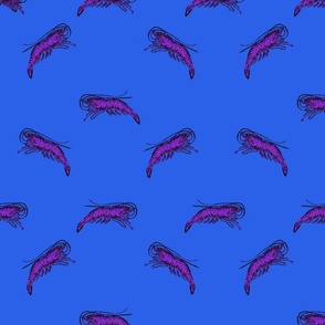 Fantasy Purple Shrimp on Blue