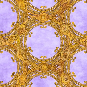 Woven Wood Forest Circles Large - Lavender and Gold