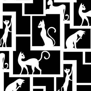 Glamour Cats Wall - Black and White Medium