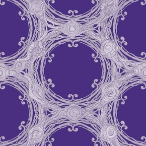 Woven Wood Forest Circles Large  - Purple and Silver