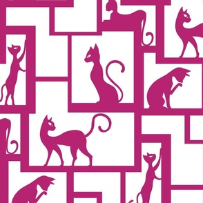 Glamour Cats Wall - White and Magenta