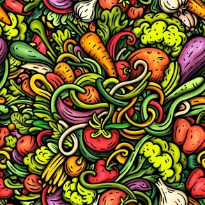 Vegetable colorful doodle 3