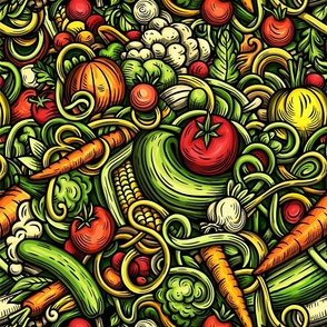 Vegetable colorful doodle 1