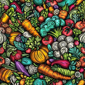 Vegetable colorful doodle 2