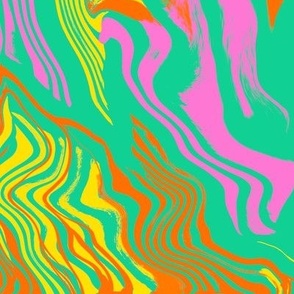 Fun marbled  paint in  hot pink green and peach
