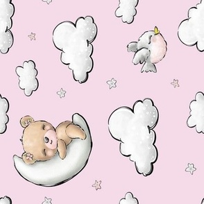 cloud bear simplistic pale pink rotate