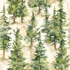 Watercolor Cedar Trees