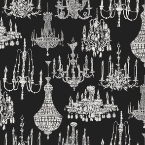 Antique crystal and gold chandeliers black background -Medium 