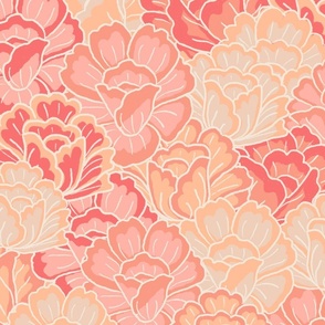 Peach Vibrant Garden Floral - Jumbo Extra Large Scale