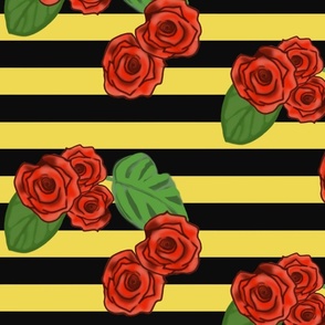Yellow striped retro roses