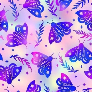 Smaller Mystical Moths Blue Pink Purple - Copy