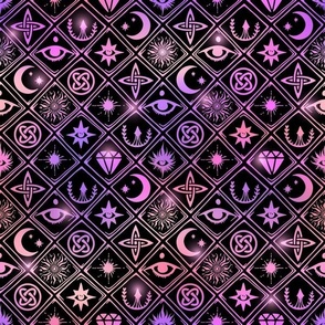 Smaller Mystical Patchwork Pink Purple Black - Copy