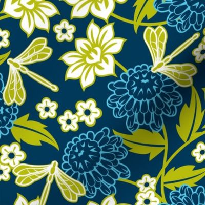 Japanese large floral indigo