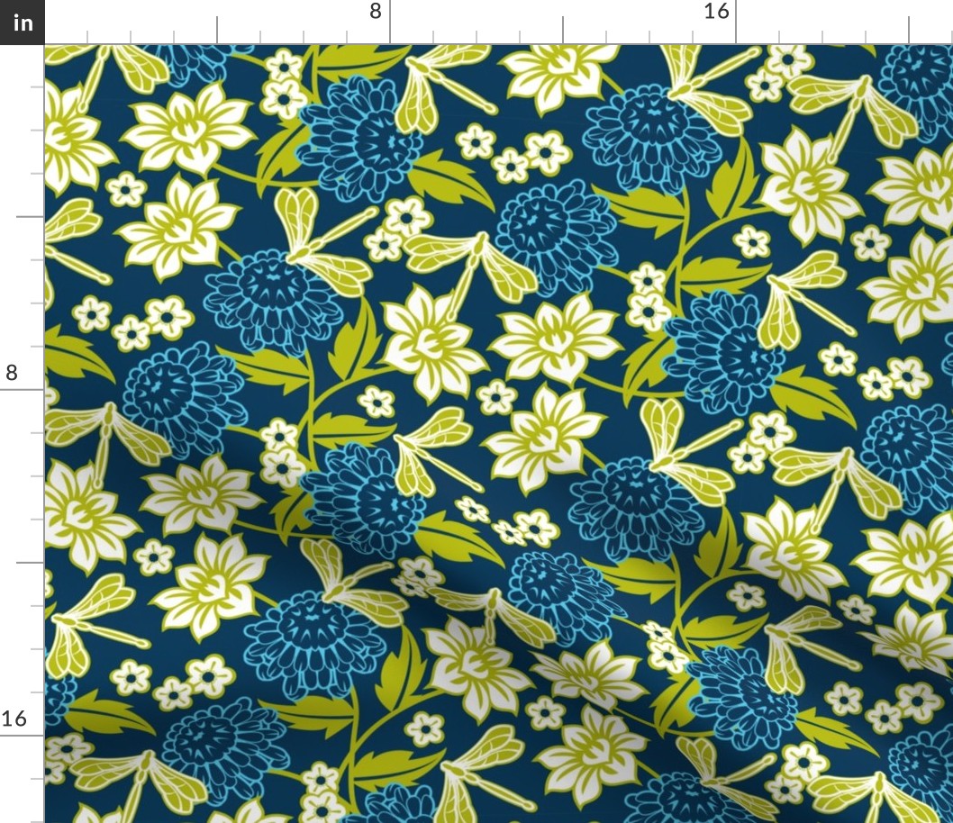 Japanese large floral indigo