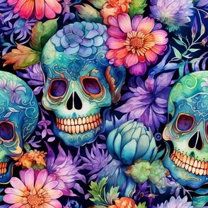 Festive Floral Skulls