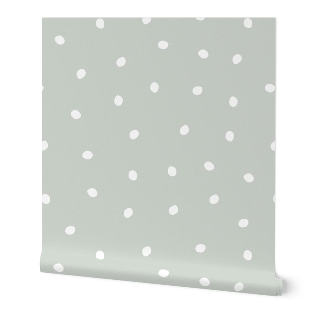 Dots - Soft Sage - Muted Green - Polka Dots - Nursery - Minimalist - Kids