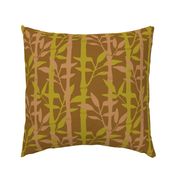 BAMBOO FOREST Tropical Plants Vertical Stripes in Lime Green Beige on Brown - MEDIUM Scale - UnBlink Studio by Jackie Tahara
