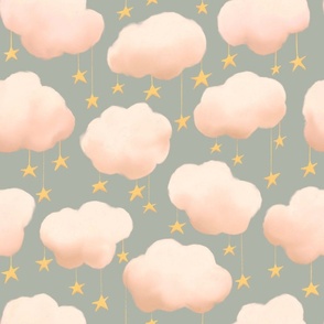 Clouds and stars blue grey