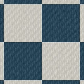 Classic Tattersall Check in Navy Blue and Beige White