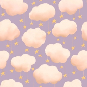 Clouds and stars, purple
