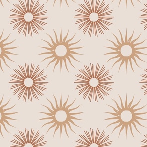 Floral geometric boho sun, selestial - Meduim scale - Dark brown - powder brown