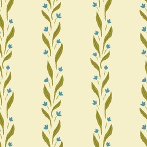 Posy - 6" Vintage Ditsy Floral Stripe on Lemon Chiffon Yellow for Cottagecore and Grandmillenial Interiors