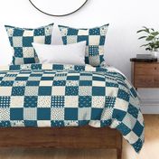 Large coastal navy blue beach patchwork squares