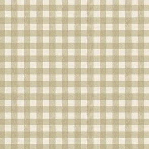 (Small) Gingham Textured - Muted Soft Olive Green