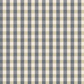 (Small) Gingham Plaid Textured - Muted Blue and Olive Green