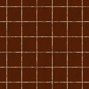 1 inch Rustic Weathered Grid | Warm Brown | Antique Halloween