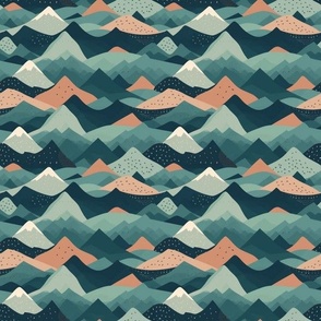 Smaller Mountain Peaks in Coral in Aqua